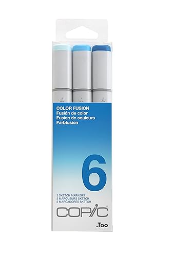 Copic Sketch, Alcohol-based Markers, 3pc Set, Color Fusion #6 - Blue