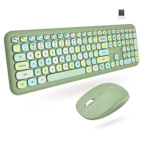 X9 Performance Colorful Keyboard and Mouse Combo - 2.4G Wireless Connectivity - Transform Your Space with a Cute Wireless Keyboard and Mouse Retro Set - Green Keyboard and Mouse - Aesthetic Keyboard - Green