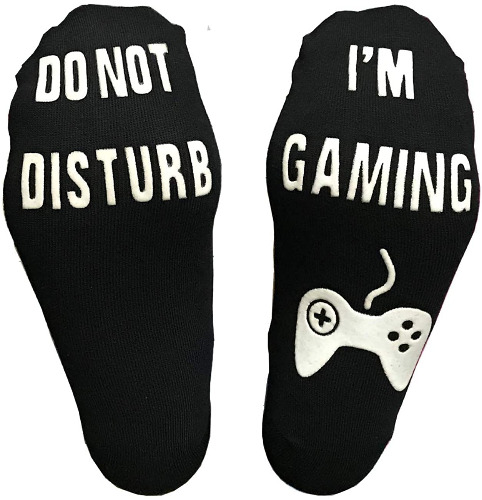 Novelty Cotton Socks Do Not Disturb Socks Funny Gifts for Men Women Gamers, Black