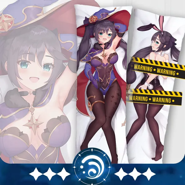 Yuedevil Genshin Impact Pillowcase Mona Body Pillow Case Cover Dakimakura 59"x20"(150x50cm )