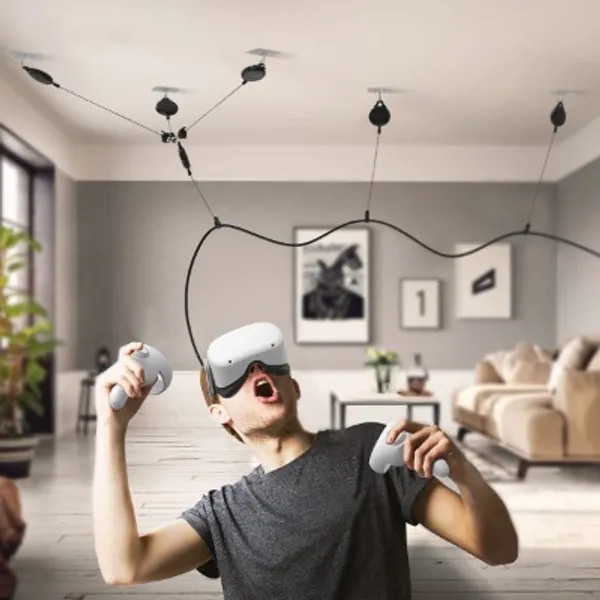 [Pro Version] KIWI design VR Cable Management for Oculus/Meta Quest 2 Link Cable, 6 Packs VR Pulley System for Oculus Quest/Rift S/Valve Index/HTC Vive/Vive Pro/HP Reverb G2/PSVR VR Accessories(Black)