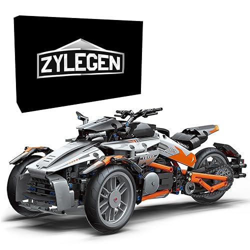 ZYLEGEN Motorcycle MOC Technic Building Blocks kit,3 Wheels Motorcycle Model Kit,Racing Roadster,Collectible Kits Motorcycle Model Set and Superbike Toy, Idea(1,228PCS) - 3 Wheels Motorcycle Model Kit