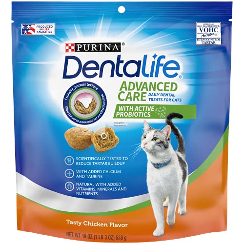 Purina DentaLife Made in USA Facilities Cat Dental Treats, Tasty Chicken Flavor - 19 oz. Pouch - Chicken - 1.19 Pound (Pack of 1)
