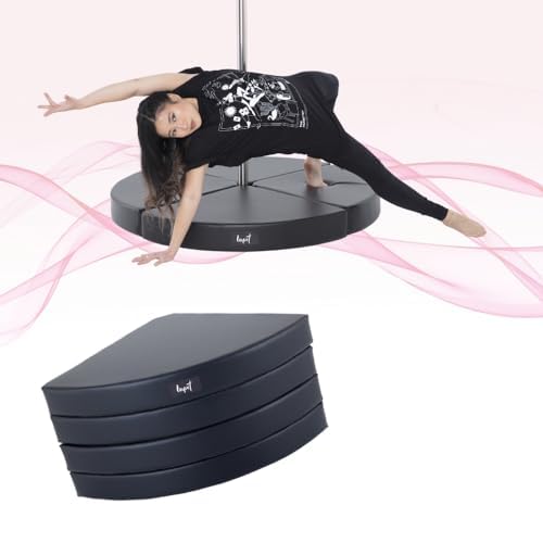LUPIT POLE Pole Dance Crash Mat STANDARD model, Black, 12cm (4.72in), Round - Portable Fitness Pole Dancing Safety Mat - Anti-Slippery Surface