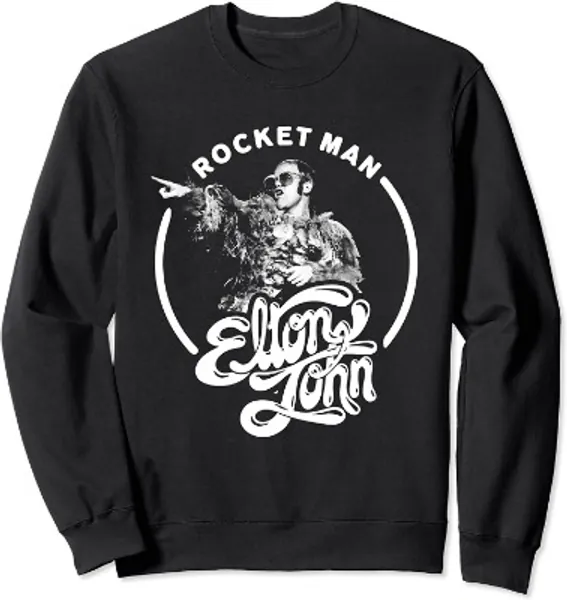 Elton John Official Rocket Man Black And White Sweatshirt