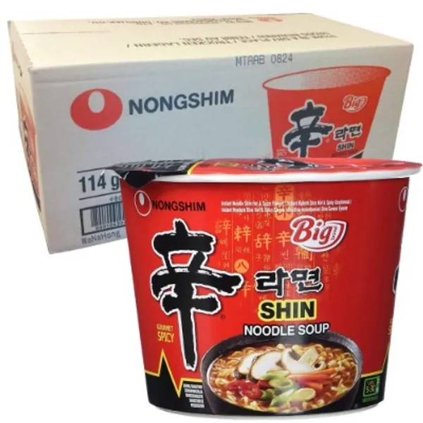 NongShim Shin Noodle Soup Big Bowl 114G Box (Pack of 16 Bowl)