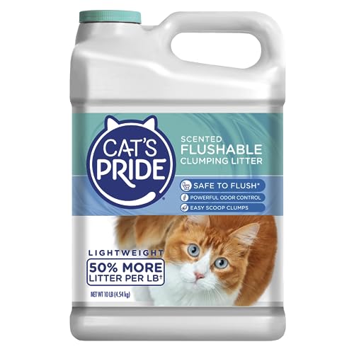 Cat's Pride Lightweight Clumping Litter: Flushable - Powerful Odor Control - Scented, 10 Pounds - 10 Pound (Pack of 1) - Flushable