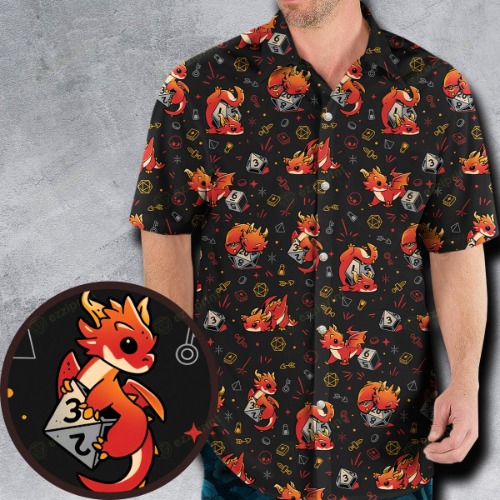 Tiny Dragon Dice DnD Hawaiian Shirt