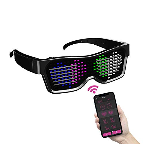 ACALEPH Customizable LED Light Up Glasses with Bluetooth for Parties,Festivals,Flashing Display DIY Text Messages,Animation,Control by APP, Gift for Women,Men(Colour Light) - Color