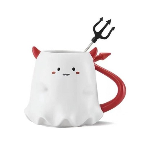 Cute Devil  Ceramic Halloween Ghost Mug - Mug with spoon / 473ml