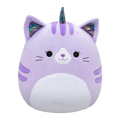 Squishmallows Original 14-Inch Analea Purple Tabby Caticorn with Fuzzy White Belly - Official Jazwares Large Plush - Purple Tabby