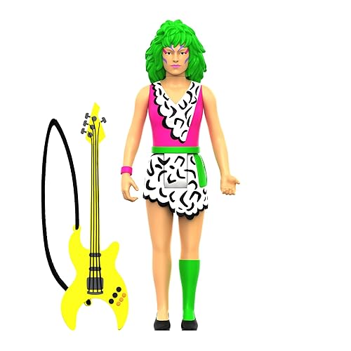 Super7 Jem and The Holograms Pizzaz (Neon) - 3.75" Jem and The Holograms Action Figure with Accessory Classic Music Collectibles and Retro Toys - Jem And The Holograms - Pizzaz