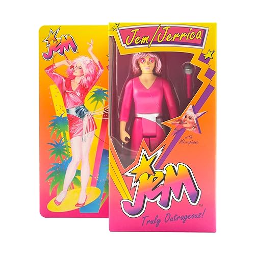 Super7 Jem and The Holograms Jem (Neon) [Retro Box] - 3.75 in Scale Reaction Figure - Jem