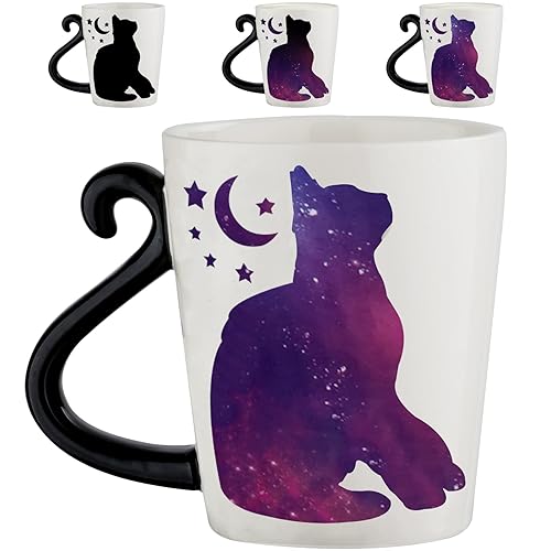 Color Changing Cat Coffee Mug for Cat Lovers - Cat Mom Birthday Gifts for Women - Crazy Cat Lady Mugs Gift for Cat Lover Mom, Daughter, Sister, Aunt, Wife, Best Friends, BFF, Coworkers, Her - 12oz
