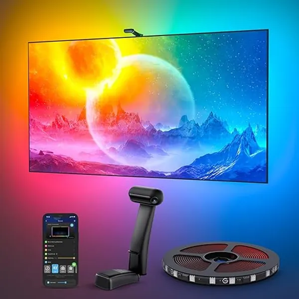 Govee Envisual TV LED Backlight T2 with Dual Cameras, 16.4ft RGBIC Wi-Fi TV LED Backlights for 75-85 inch TVs, Double Light Beads, for Christmas Decorations, Smart App Control, Music Sync