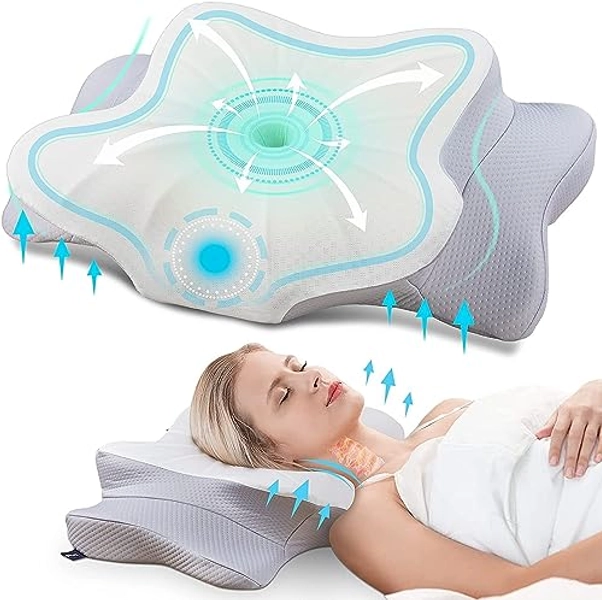 Cervical Pillow for Neck Pain Relief,Contour Memory Foam Pillow for Sleeping,Ergonomic Orthopedic Neck Support Pillow for Side,Back and Stomach Sleepers with Comfortable and Breathable Pillowcase