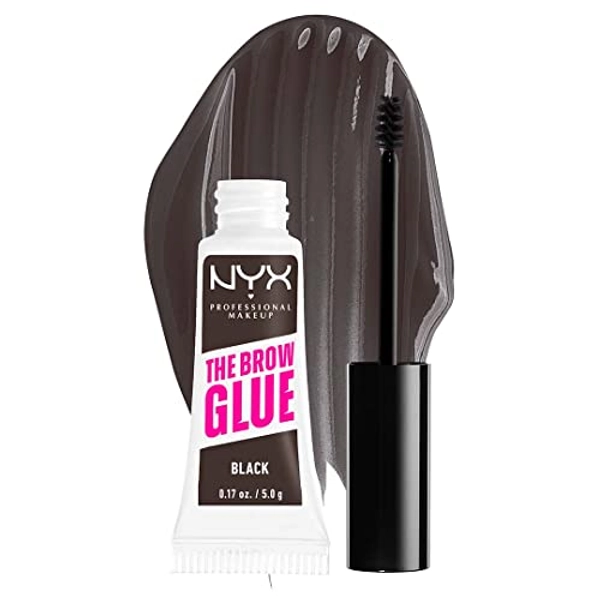 NYX PROFESSIONAL MAKEUP, The Brow Glue, Instant Brow Styler, 16H Extreme Hold, Vegan Formula - Black Brown, 0.18oz / 5g
