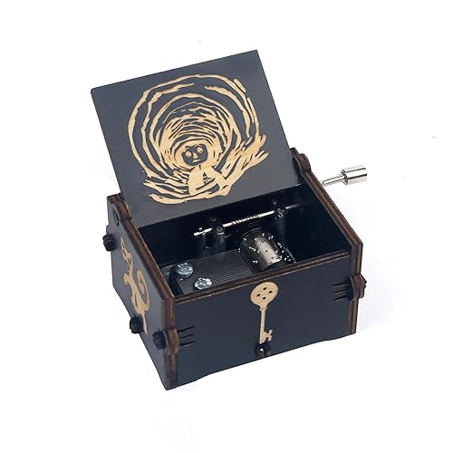 Gliquran Coraline Music Box Small Wooden Hand Cranked Music Boxes Horrow Movie Wind Up Music Box Halloween Coraline Merchandise Stuff