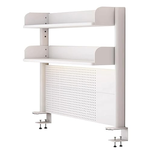 39.3in Clamp On Desk Organizer Shelf, White Desk Extender Pegboard Workstation,Computer Desk Accessories for Office, Privacy Panel for Gaming Desk,Desktop Shelving System (white, 100cm/39.3in) - White - 100cm/39.3in