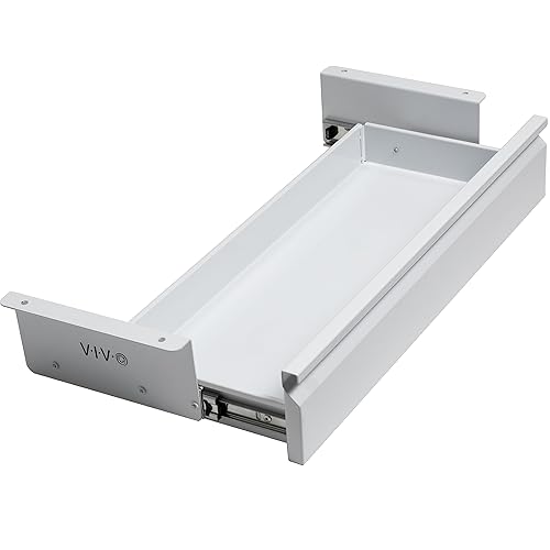 VIVO 22 inch Under Desk Mounted Sliding Pull-Out Drawer Without Shell, Space-Saving, Office Accessories Storage Organizer for Sit Stand Desk Workstation, White, DESK-AC03A-22W - 22 Inch - White