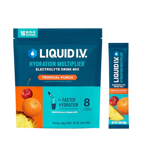 Liquid I.V.® Hydration Multiplier® - Tropical Punch - Hydration Powder Packets | Electrolyte Powder Drink Mix | Convenient Single-Serving Sticks | Non-GMO | 16 Servings (Pack of 1) - 16 Servings (Pack of 1)