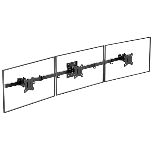 WALI Triple Monitor Wall Mount for 17 to 32 Inch, Computer Monitor Arm for 3 Screens, Swivel Tilt Wall Mount with Mounting Holes 75x75/100x100mm, Per Arm Holds Up to 15.4lbs (013ARM), Black - Triple Mount
