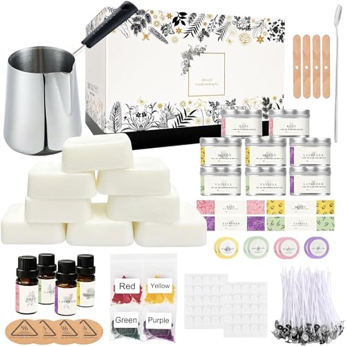 Complete Candle Making Kits for Adults Beginners,DIY Candle Making Supplies Include Soy Wax,Wax Melter,Scents,Dyes,Wicks,Wicks Sticker,Candle Tins & More-Full Candle Making Set - Arts & Crafts Kits - large