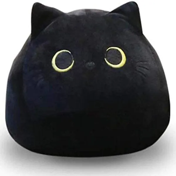 UEncounter Black Cat Stuffed Animal Plush Toy Creative Cat Shape Soft Pillow Pillow Toys Gifts Cute Stuffed Animal Dolls for Girlfriend Kids Baby Girls - 40cm/15.7in