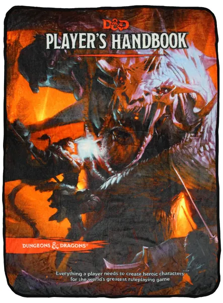 Bioworld Dungeons and Dragons D&D Player's Handbook Fifth Edition Design Plush Throw Blanket