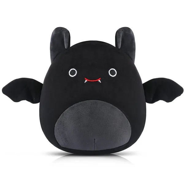 Bat Plush Stuffed Animal Toys, Christmas Plushie Toys for Kids, Hugging Goth Plush Cute Pillows Decoration for Home Christmas, Cotton Bat Plushie for Boys Girls - Black