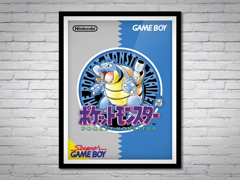 Classic Pokémon Box Art Poster | Blue, Green, Red, Yellow | Remaster