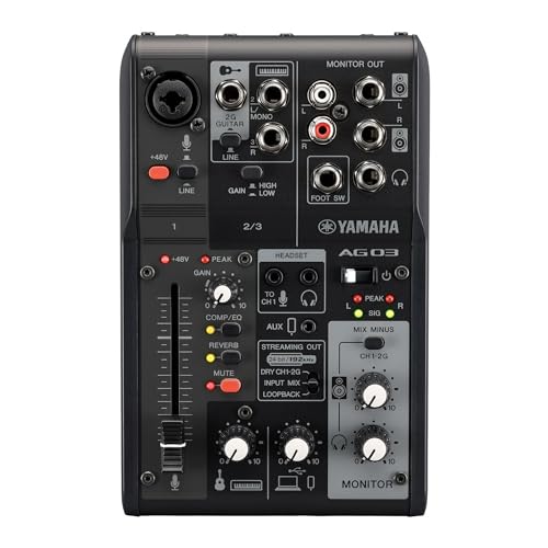 Yamaha AG03MK2 Black 6-Channel Live Streaming Loopback Mixer/USB Interface with Steinberg Software Suite - AG03 MK2 - Black