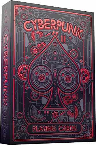 Cyberpunk Red Playing Cards, Cardistry Decks, White Deck of Playing Cards for Kids & Adults, Cool Playing Cards with Card Game e-Book, Unique Playing Cards for Poker, Cyberpunk Cards - Red