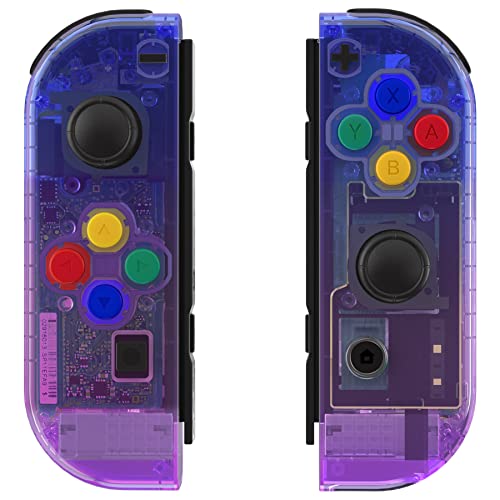 eXtremeRate DIY Replacement Shell Buttons for Nintendo Switch & Switch OLED, Gradient Translucent Bluebell Custom Housing Case with Corlorful Button for Joycon Controller- Console Shell NOT Included - Gradient Translucent Bluebell