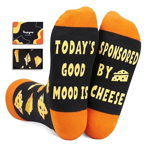 HAPPYPOP Cheese Gifts Ramen Ice Cream Gifts - Ice Cream Socks Cheese Ramen Food Socks Men Women - Medium - Today's Good Mood is Sponsored By Cheese