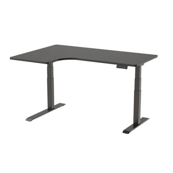 Loctek ET223DL 1600x1100x595mm Black L-Shape (Left L) Ergonomic , Max Load 125KG, Electric Height Adjustable Desk With Dual Motors, Height Adjustment 580-1230mm, Holeless Design Column, with Anti-Collision Safety System, /5 Years Warranty