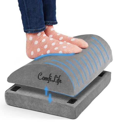 ComfiLife Foot Rest for Under Desk at Work – Adjustable Desk Foot Rest for Office Chair, Gaming – Ergonomic Teardrop Design (Gray) - Gray - Teardrop