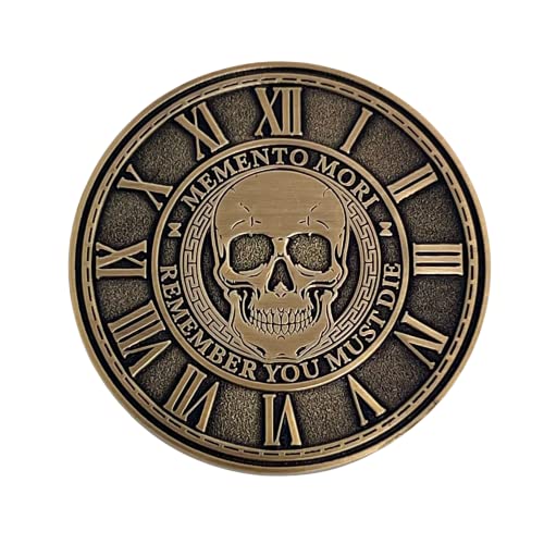 Memento Mori Coin Medallion Stoicism Gift Amor Fati Metal Gold Color Token EDC Challenge Stoic Reminder Pendant Momento Mori Gift for Daily Stoic Practice Memento Vivere Skull…