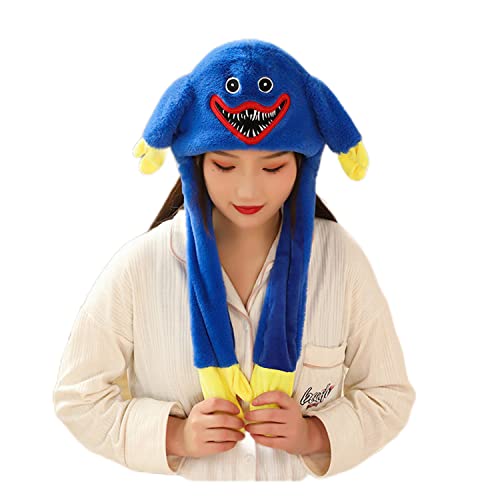Funny Plush Hat with Moving Ears - Shark Blue