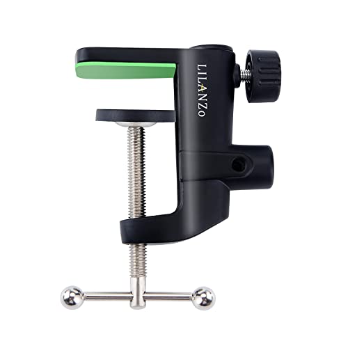 2-IN-1 Table Mount Clamp, LILANZo Heavy-Duty Metal Mic Clamp Holder for Microphone Suspension Boom Scissor Arm Stand Holder & Overhead Phone Mount Stand, Fits up to 1.97"/5cm Desktop Thickness - 1 PCS