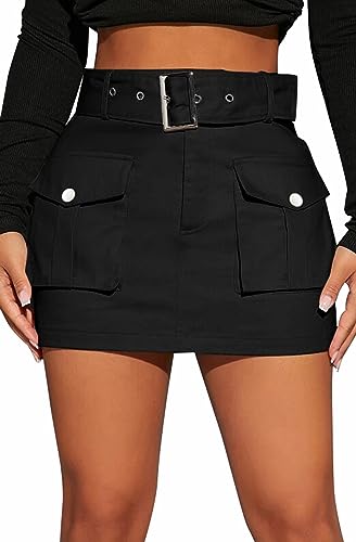 Cargo Skirt Mini Skirt with Belt and Pocket