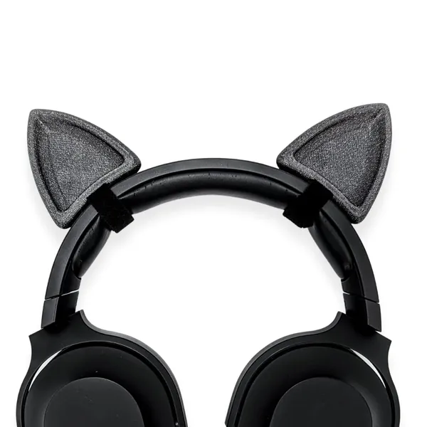 BeamTeam3D Cat Ears for Headphones - Cat Ear Headphone Attachment in Various Colors with Self Fastener - Cat Ears Headphone for Gamers and Streamers and Cosplayers (Set of 2) (Solid Sparkle Black) - Solid Sparkle Black