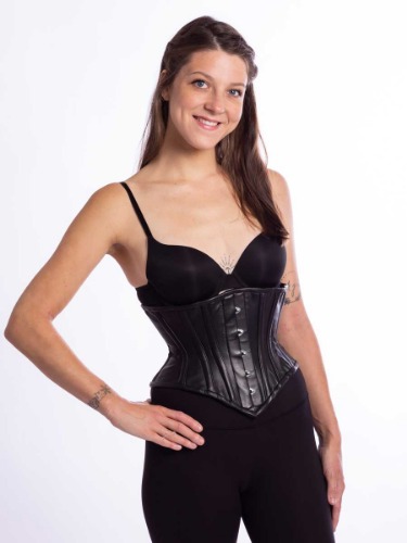 Leather Hourglass Curve Waspie Underbust Corset : CS-201 | black / 30