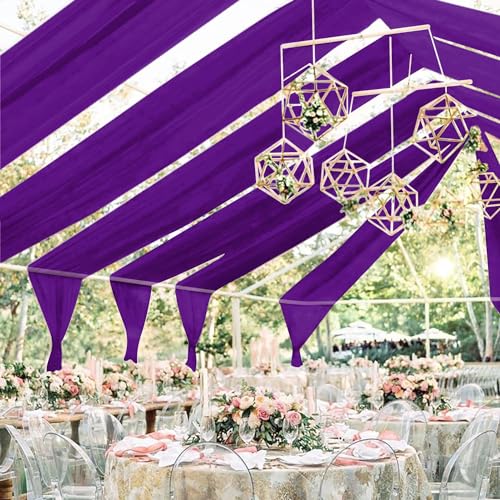 Ceiling Drapes - 5FTx10FT - 6 Panels - Purple