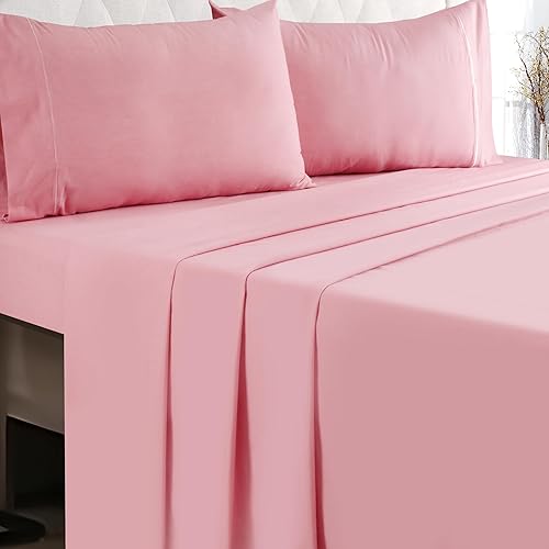 GLAMBURG Queen Sheet Set - Cotton - Rose - Queen - Rose