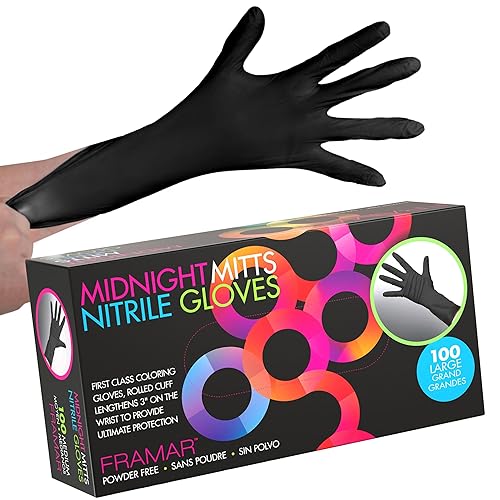 FRAMAR Black Nitrile Gloves - L (Pack of 100)