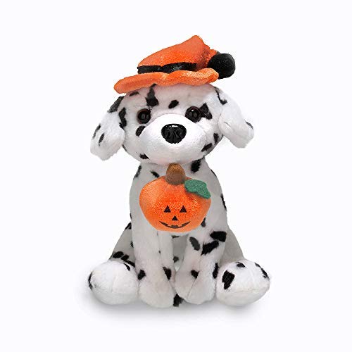 Plushland Halloween Pawpals 8 inches Puppy Dog Plush Stuffed Toy Comes with Hat and Halloween Jack O Lantern - Pumpkin for Kids on This Holiday (Dalmatian) - Dalmatian