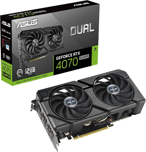 ASUS Dual GeForce RTX 4070 Super EVO 12GB GDDR6X (PCIe 4.0, 12GB GDDR6X, DLSS 3, HDMI 2.1a, DisplayPort 1.4a, 2,5 sleuven, design Axial-Tech, 0dB) - RTX 4070 SUPER EVO