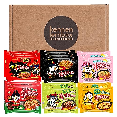 Kennenlernbox Buldak Box | BULDAK Ramen 14er MIX | Koreanische Hot Chicken Ramen 14er Mischung zum Probieren - 14-teiliges Sortiment