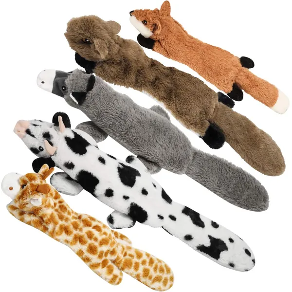 Crinkle Dog Squeaky Toys, Durable Dog Chew Toys for Aggressive Chewers, No Stuffing Dog Toys for Small, Medium, and Large Dogs - 5pcs 10 squeakers Jungle Series1